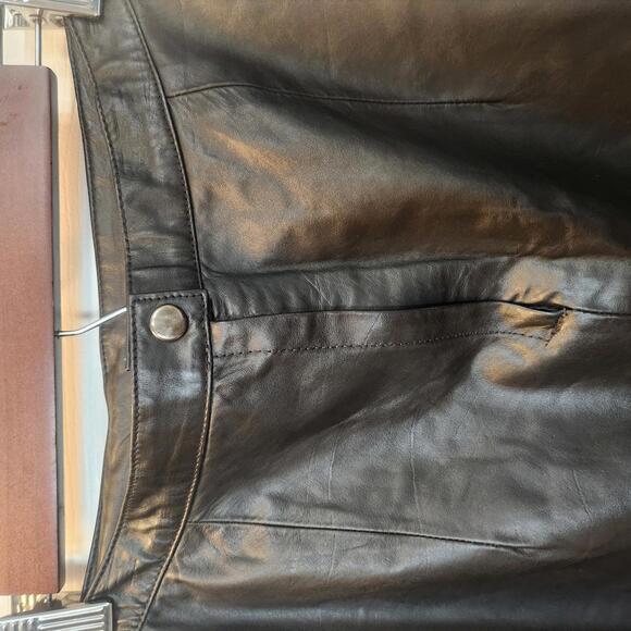 Vintage Genuine Leather Women's Pencil Midi Skirt- Size 7/8 - Picture 2 of 9